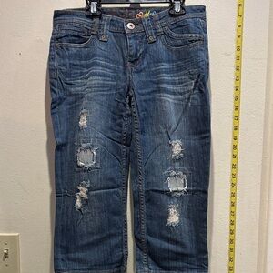 Mudd Distressed Cropped Blue Jeans